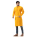 Men's Cotton Straight Plain Yellow Punjabi (NS81)
